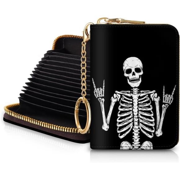 RFID Credit Card Holder Wallets for Women Skull Skeleton1 - Picture 1 of 6